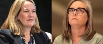 Arizona Democrat Attorney General Kris Mayes (left), Arizona Democrat Governor Katie Hobbs (right)