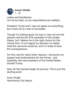 Mayor Amer Ghalib Endorses Trump For President