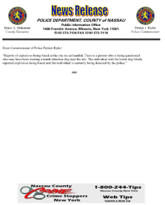 Nassau Country Police Department Statement