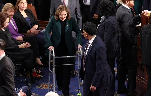 Nancy Pelosi Moving With A Walker