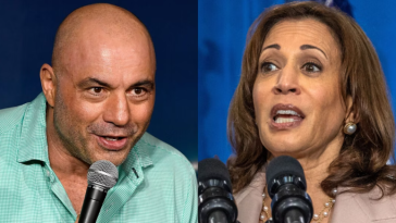 Joe Rogan and Kamala Harris