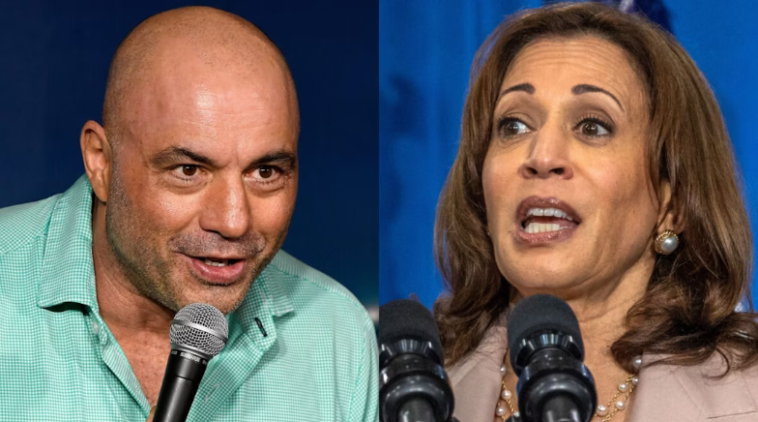 Joe Rogan and Kamala Harris