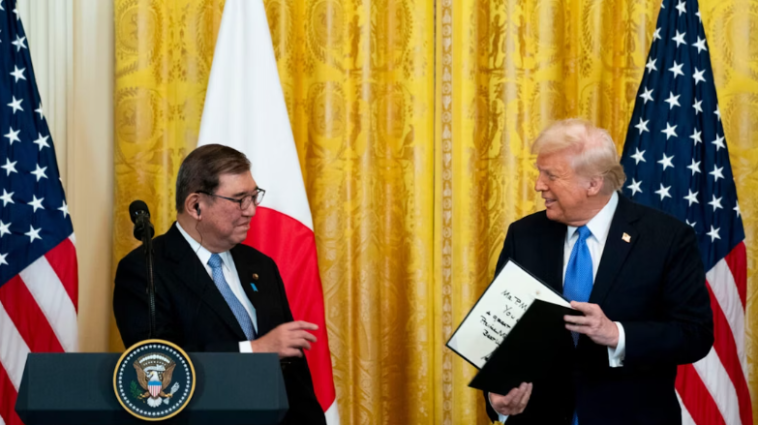 President Donald Trump and Japanese Prime Minister Shigeru Ishiba